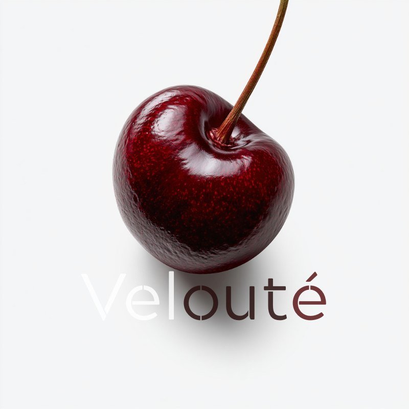 Velouté chapter artwork: a single dark cherry on a pale background